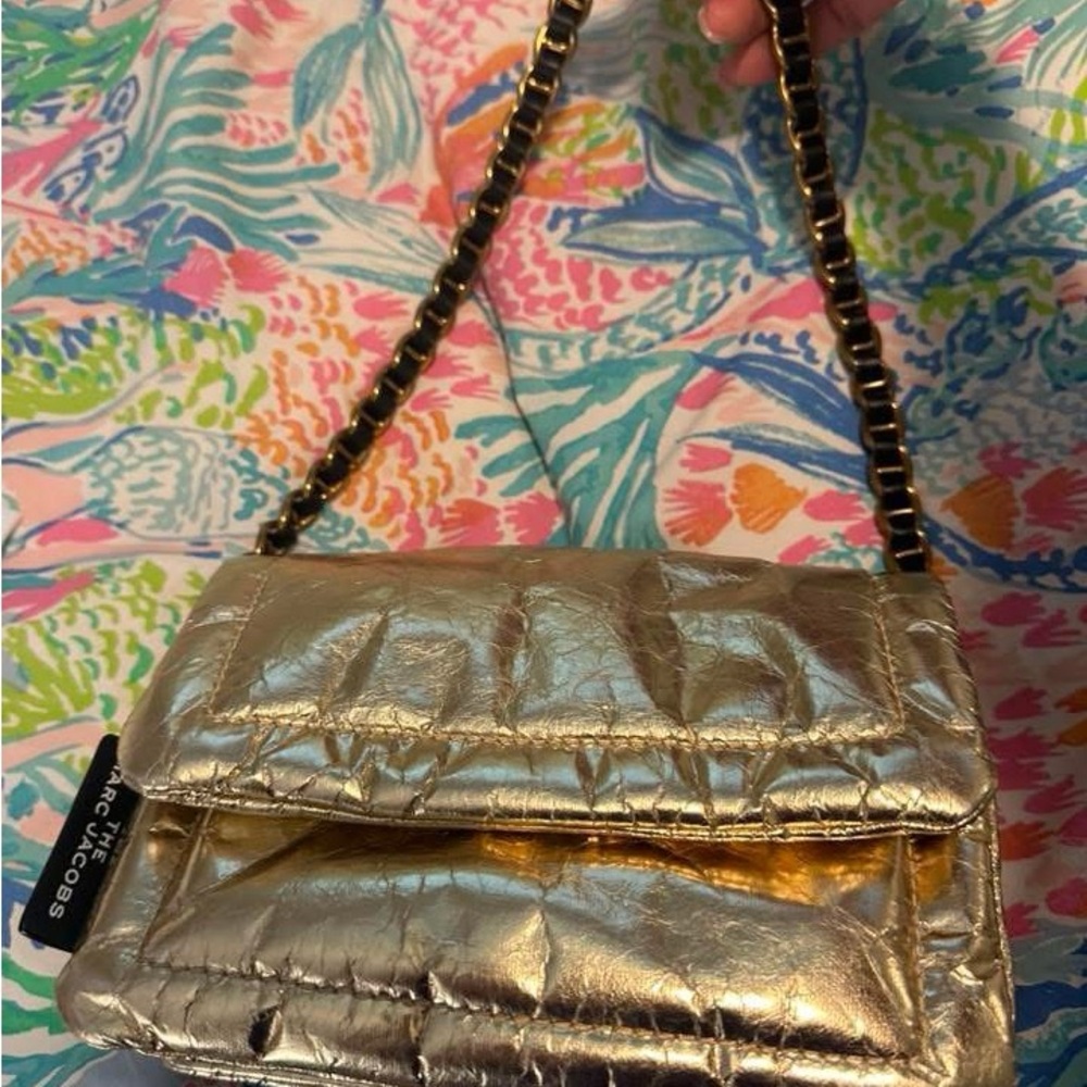 Marc Jacobs Metallic Gold Lambskin Pillow Shoulder Bag
